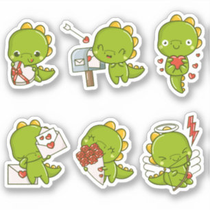 Chibi Cute Baby Dino Dinosaur Love Stickers