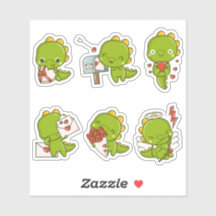 Chibi Cute Baby Dino Dinosaur Love Stickers