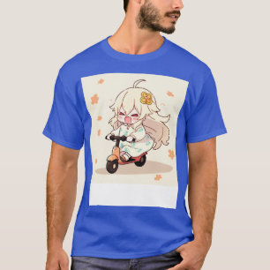 Chibi Cute Girl Ride Scooter T-Shirt