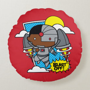 Chibi Cyborg Blast Off! Round Cushion