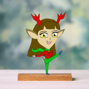 chibi dancing reindeer girl acrylic sign
