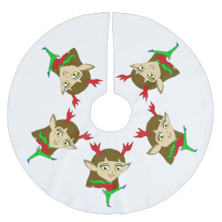 chibi dancing reindeer girl brushed polyester tree skirt