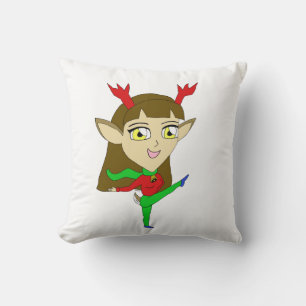 chibi dancing reindeer girl cushion