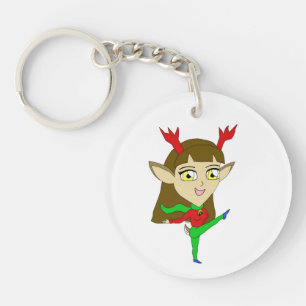 chibi dancing reindeer girl  key ring