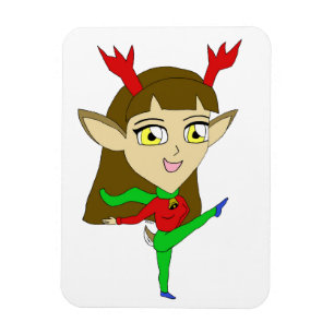 chibi dancing reindeer girl magnet