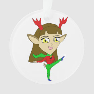 chibi dancing reindeer girl ornament