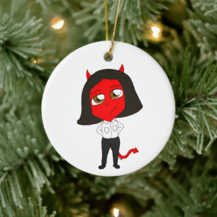 chibi devil girl ceramic tree decoration