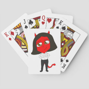 chibi devil girl playing cards