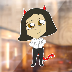 chibi devil girl window cling