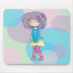 Chibi Dot Girl Mouse Pad
