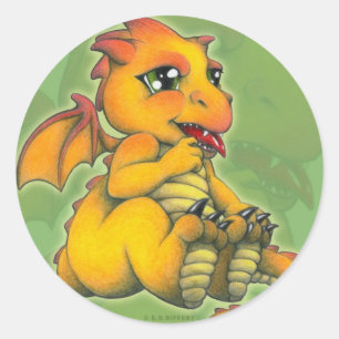 Chibi Dragon Classic Round Sticker