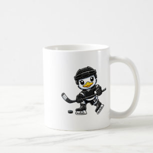 Chibi Duck Playing Ice Hockey Cute Design Coffee Mug