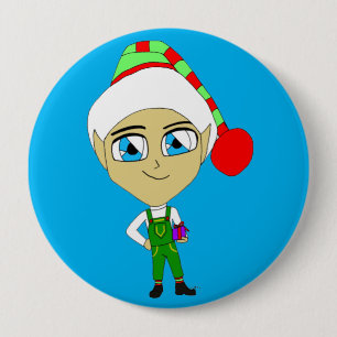 chibi elf  10 cm round badge