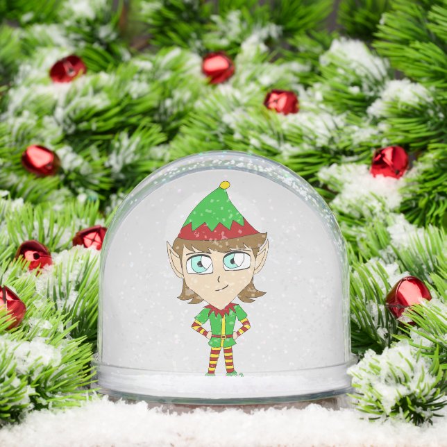 chibi elf  ceramic ornament snowglobe (Christmas)