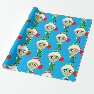chibi elf  wrapping paper