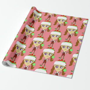 chibi elf  wrapping paper