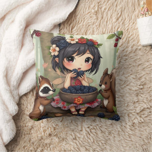 Chibi Fairy and Forest Animals Cushion