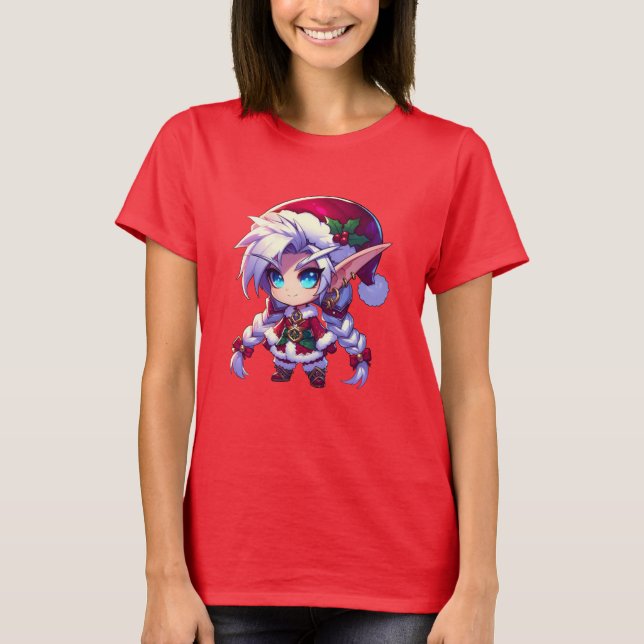 Chibi Fantasy Christmas Elf T-Shirt (Front)