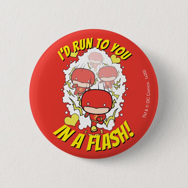 Chibi Flash - I'd Run To You In A Flash Valentine 6 Cm Round Badge (Front)
