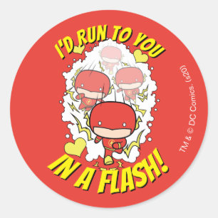 Chibi Flash - I'd Run To You In A Flash Valentine Classic Round Sticker