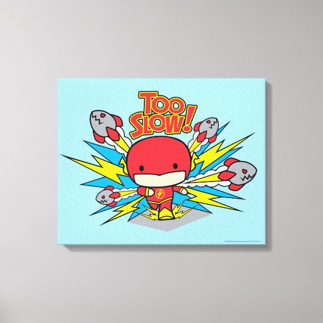 Chibi Flash Outrunning Rockets Canvas Print (Front)