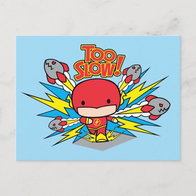 Chibi Flash Outrunning Rockets Postcard (Front)