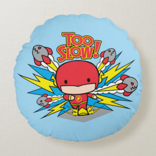 Chibi Flash Outrunning Rockets Round Cushion