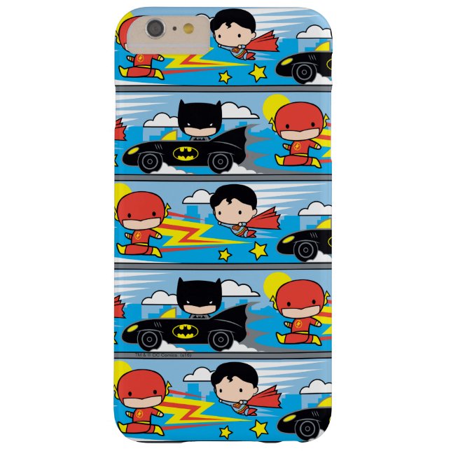 Chibi Flash, Superman, and Batman Racing Pattern Case-Mate iPhone Case (Back)