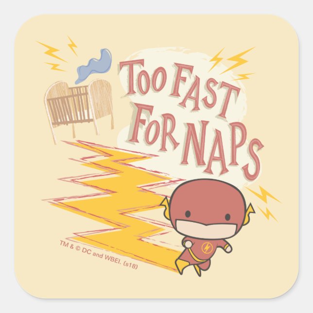 Chibi Flash | Too Fast For Naps Square Sticker (Front)