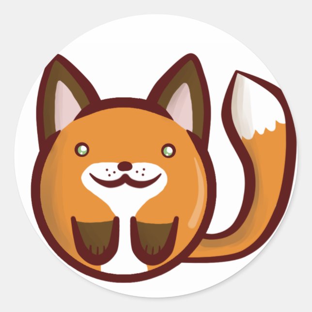 Chibi Fox Classic Round Sticker (Front)