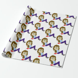 chibi foxy girl  button wrapping paper