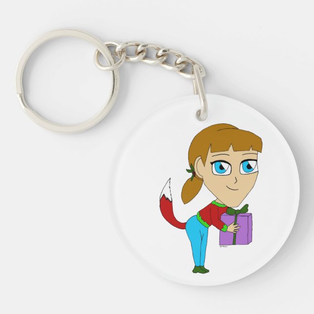 chibi foxy girl  key ring (Front)