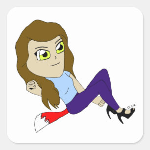 chibi foxy girl square sticker