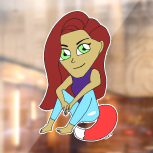 chibi foxy girl window cling