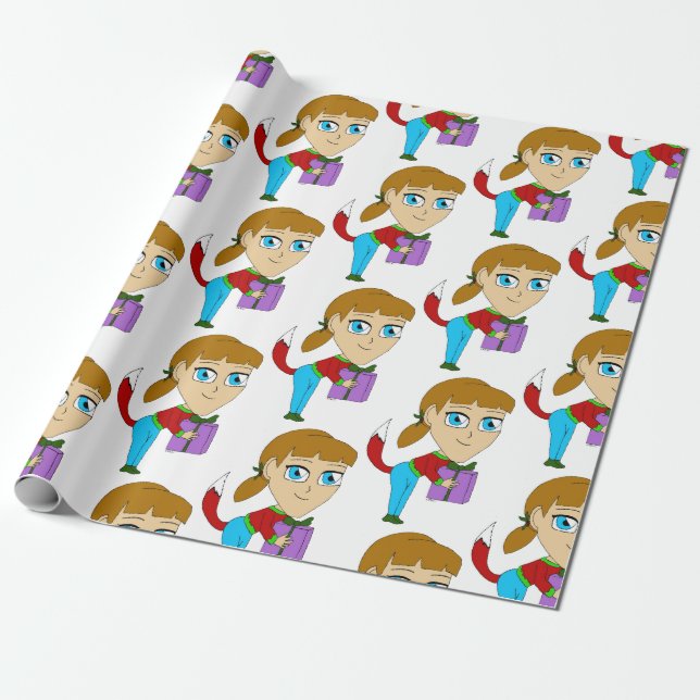 chibi foxy girl  wrapping paper (Unrolled)