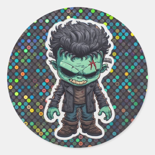 Chibi Frankenstein Monster Cartoon Sticker (Front)