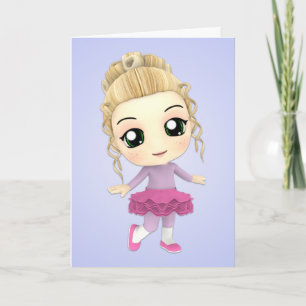 Chibi Girl Ballerina Birthday Card