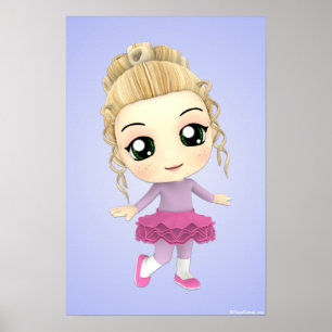 Chibi Girl Ballet Dancer Poster