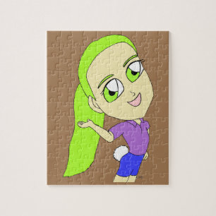 chibi girl with a bunny tail button jigsaw puzzle
