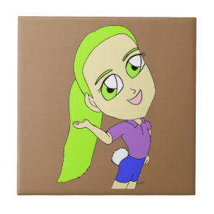 chibi girl with a bunny tail  ceramic tile