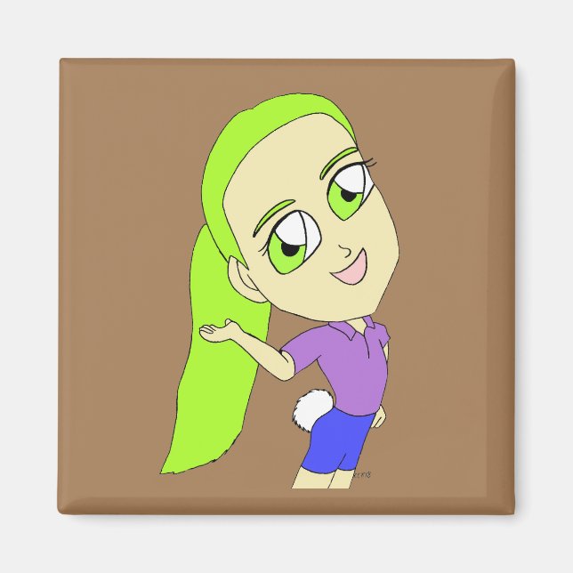 chibi girl with a bunny tail    magnet (Front)