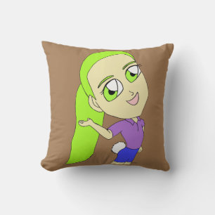 chibi girl with a bunny tail  throw pillow