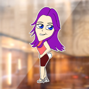 chibi girl with a bunny tail window cling
