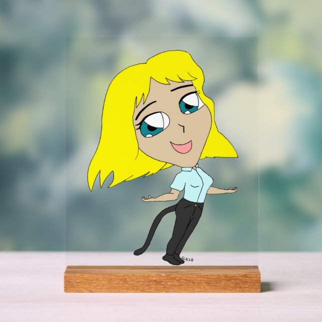 chibi girl with a tail  acrylic sign (Neutral)