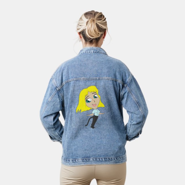 chibi girl with a tail  denim jacket (Model)
