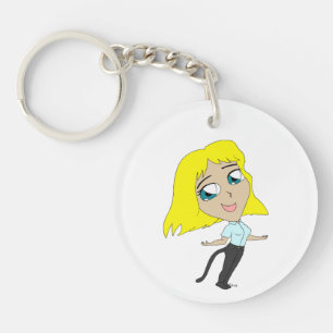 chibi girl with a tail   key ring