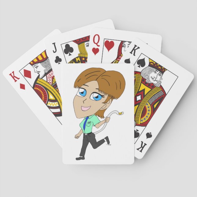 chibi girl with a tail playing cards (Back)