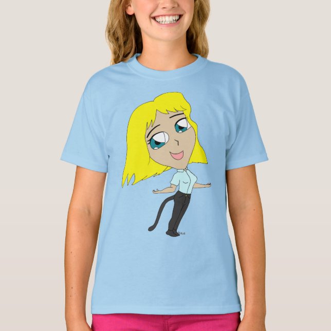chibi girl with a tail   T-Shirt (Front)