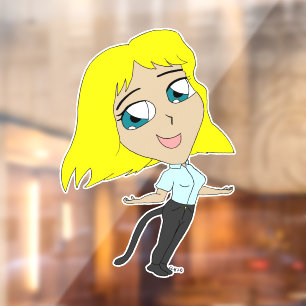 chibi girl with a tail window cling
