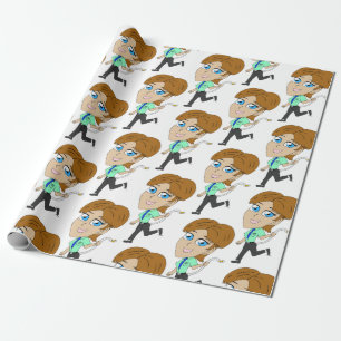 chibi girl with a tail wrapping paper